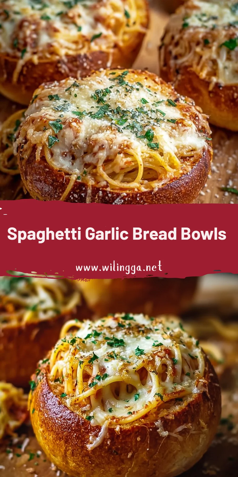 Spaghetti Garlic Bread Bowls