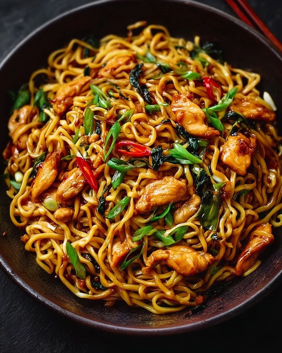 Sticky Garlic Chicken Noodles
