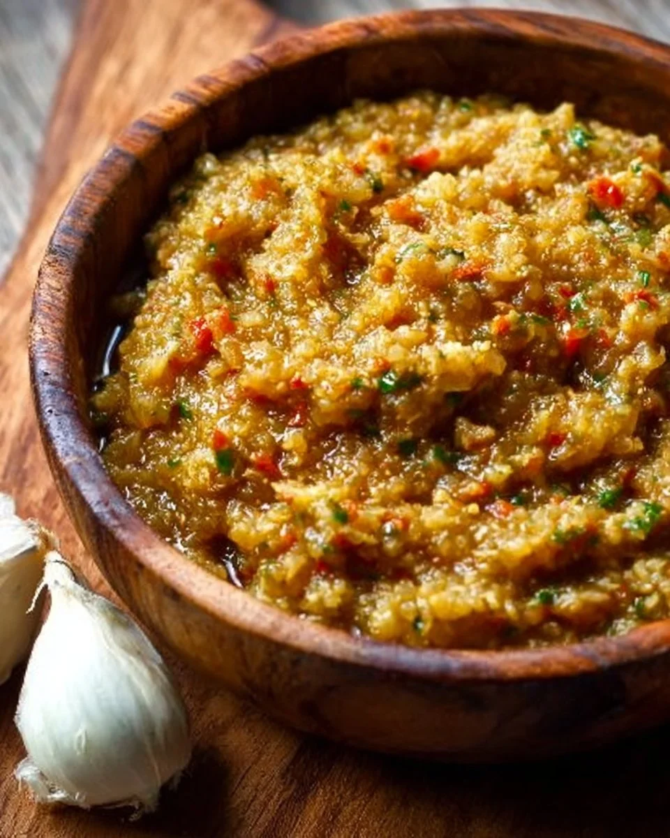 A jar of delicious homemade zacusca spread made from roasted vegetables