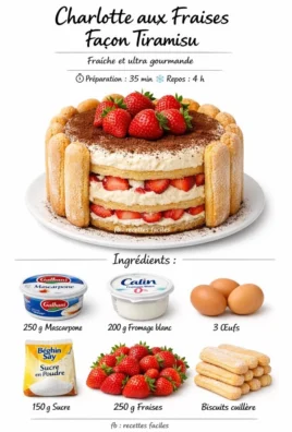 Charlotte aux Fraises Façon Tiramisu délicieusement crémeuse