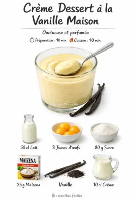 Crème dessert à la vanille maison servie dans un bol