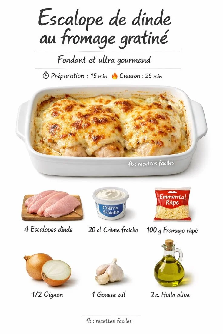 Escalope de dinde au fromage gratiné