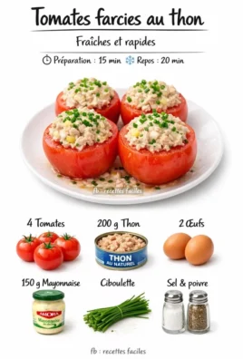 Recette de tomates farcies au thon, un plat savoureux et nutritif.