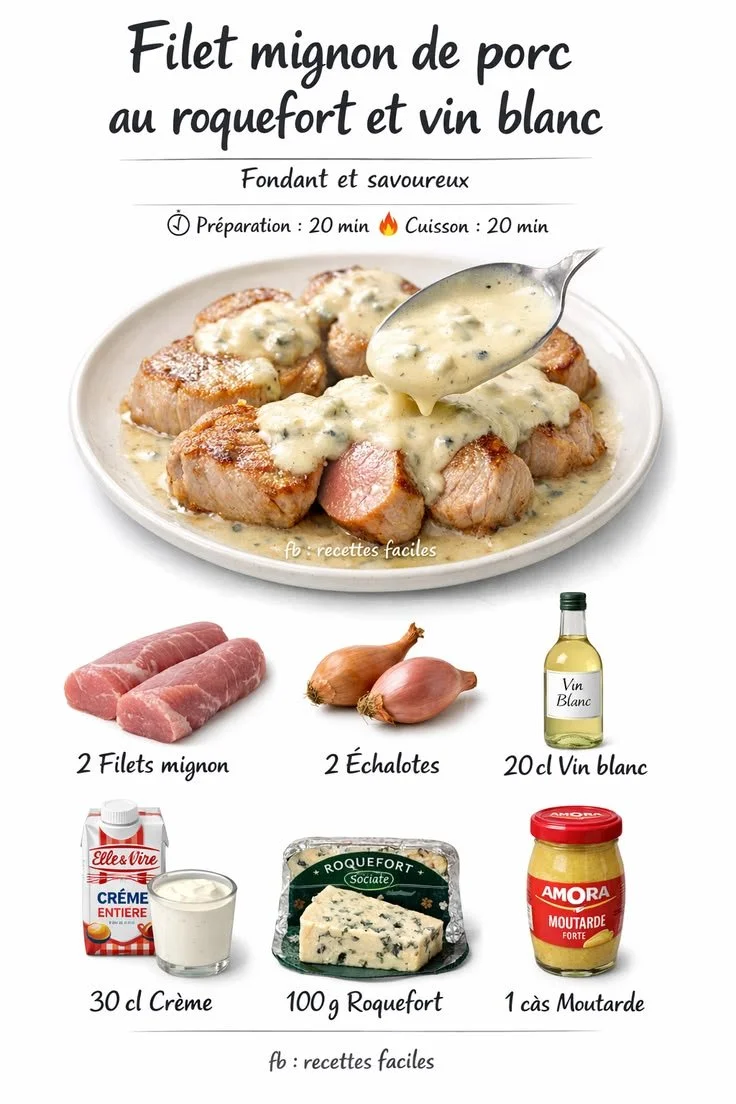 Filet Mignon de Porc au Roquefort et Vin Blanc