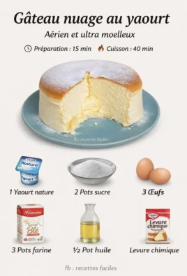 Gâteau Nuage au Yaourt léger et moelleux sur une table