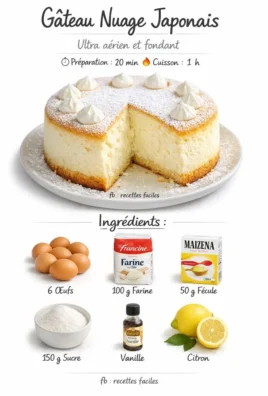 Gâteau Nuage Japonais léger et moelleux, idéal pour les occasions spéciales.