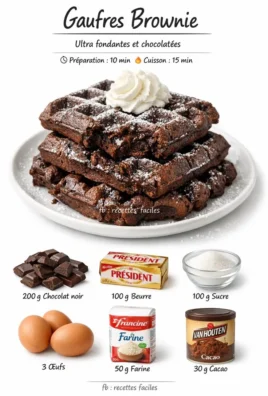 Gaufres brownie savoureuses et croustillantes, idéales pour une gourmandise irrésistible.