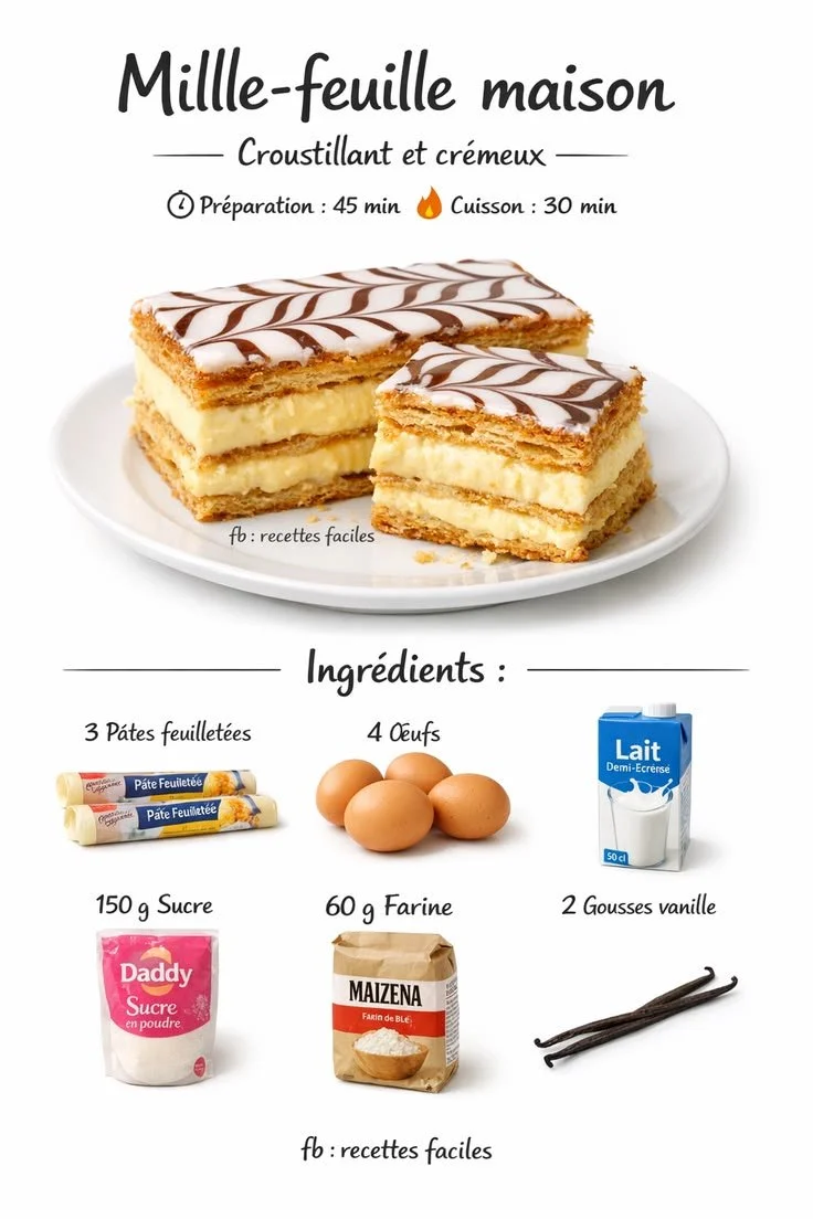 Mille-feuille maison – dessert pâtisserie facile à réussir