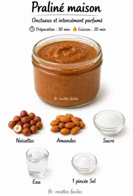 Recette de praliné maison façon Philippe Conticini avec des ingrédients naturels.