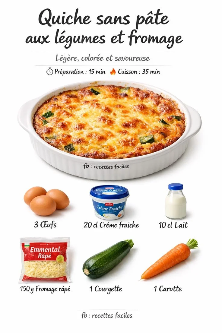 Quiche sans pâte aux légumes et fromage