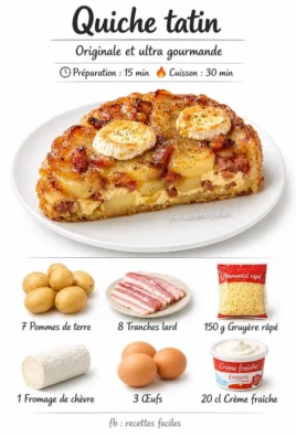 Quiche Tatin, une savoureuse variante sucrée-salée de la quiche classique.