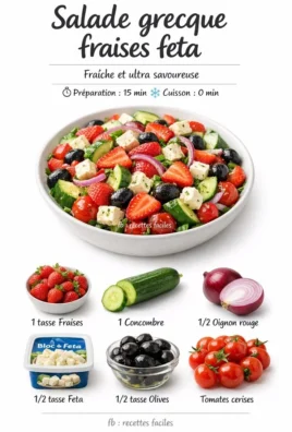 Salade grecque avec fraises et feta, un plat frais et savoureux