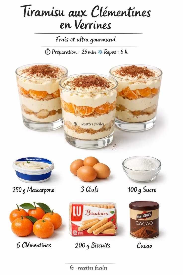 Tiramisu with Clementines in Glasses