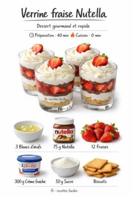 Verrine fraise Nutella avec une couche de fraises et de Nutella pour un dessert savoureux
