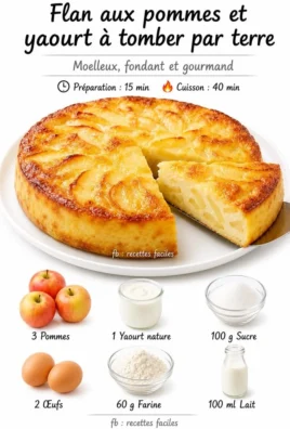Delicious apple and yogurt flan ready to be served as a dessert.