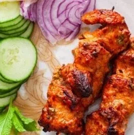Authentic homemade lamb tikka marinated with spices and grilled to perfection
