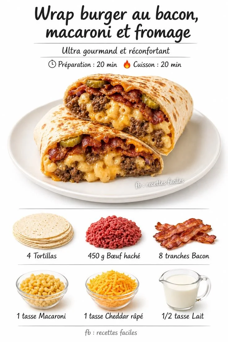 Bacon, Macaroni and Cheese Wrap Burger