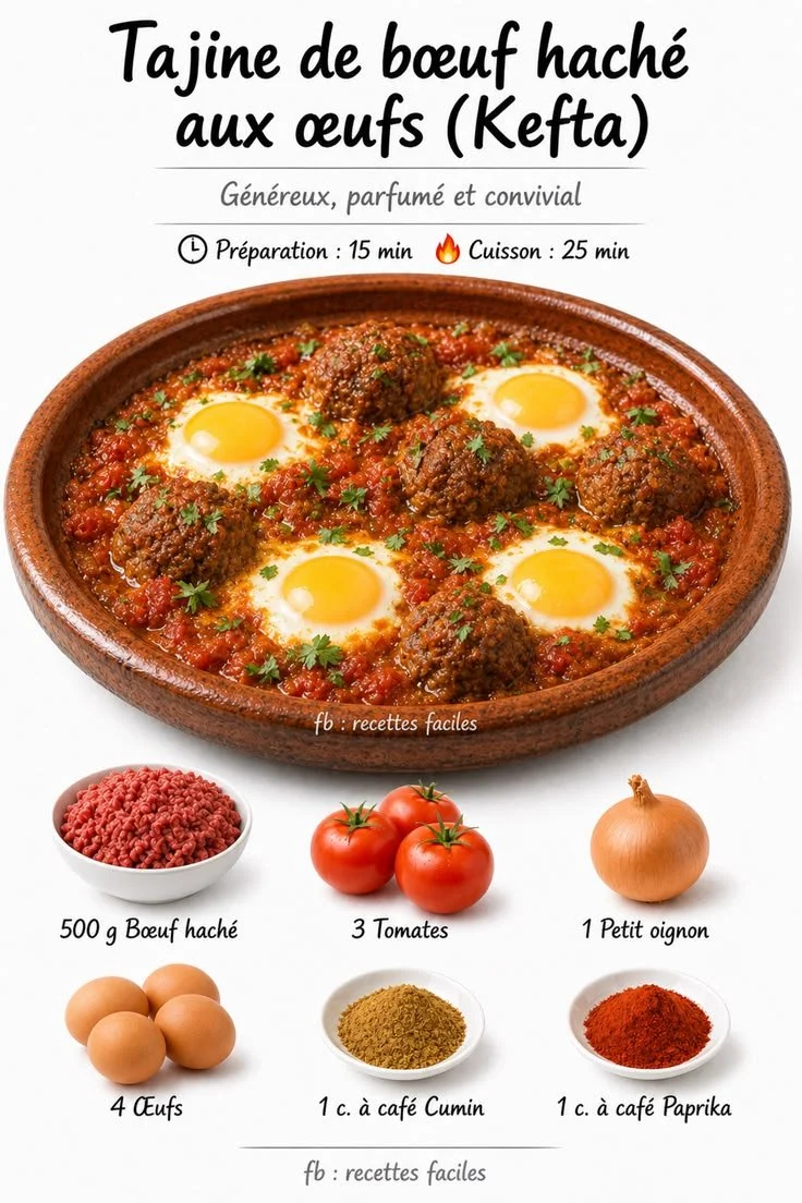 Beef Tagine with Eggs (Kefta)