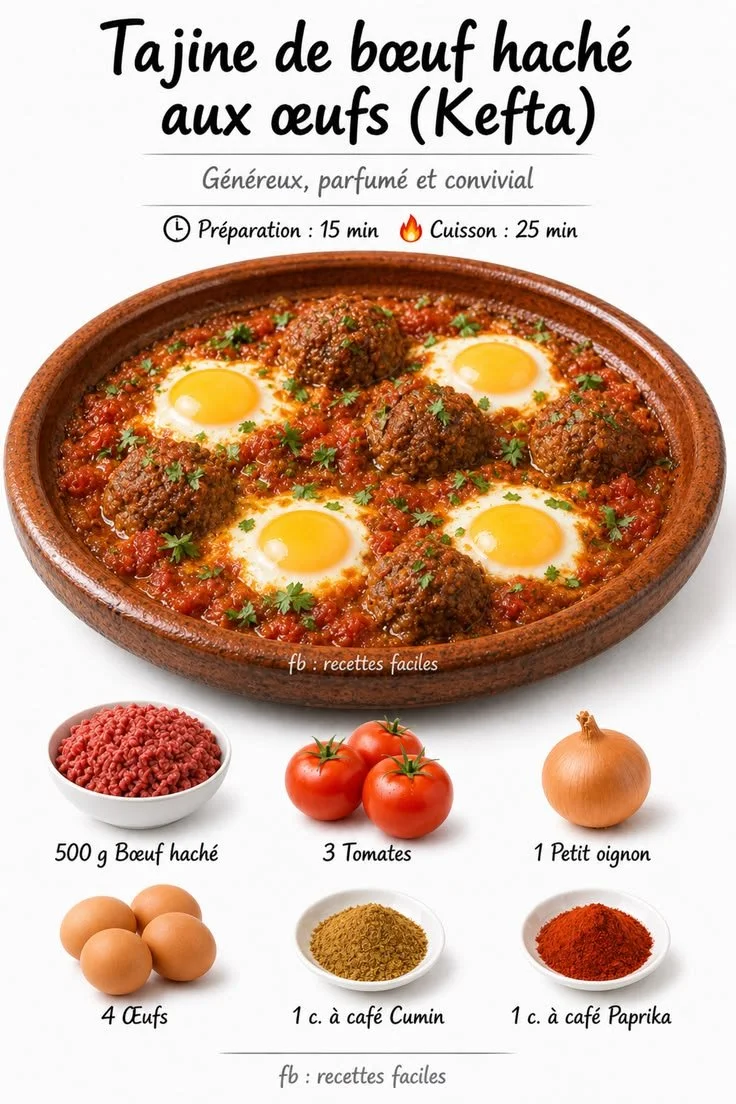 Beef Tagine with Eggs (Kefta)