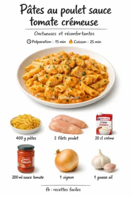 A plate of Chicken Pasta with Creamy Tomato Sauce topped with fresh herbs