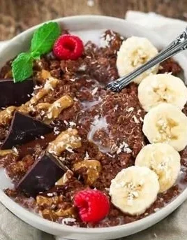 Chunky Monkey Quinoa Breakfast Bowl with bananas and nut butter