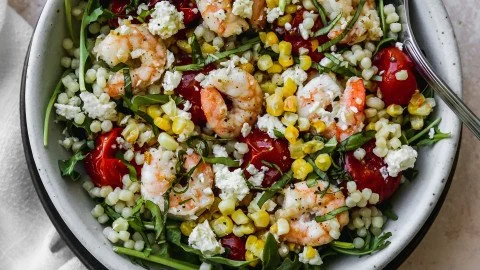 Couscous Salad with Shrimp, Corn & Feta