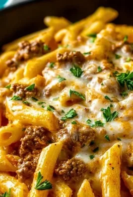 Creamy high protein beef pasta dish served in a bowl
