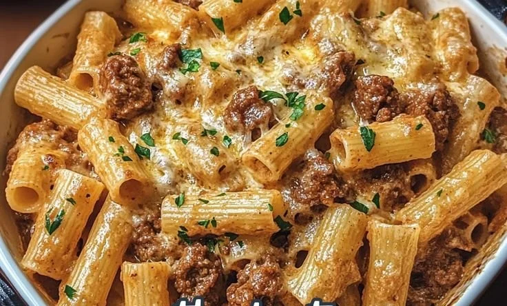 Creamy Parmesan Beef Rigatoni