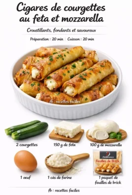 Crispy zucchini cigars stuffed with feta and mozzarella cheese on a plate.
