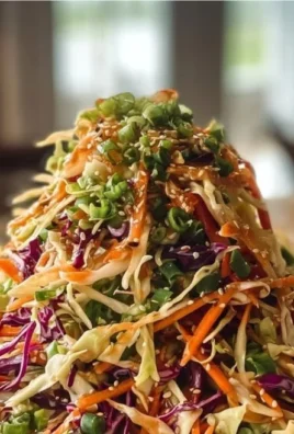 Crunchy Asian cabbage slaw with sesame dressing in a bowl