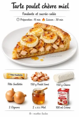 Easy Chicken Goat Cheese Honey Tart with vibrant ingredients on a rustic table