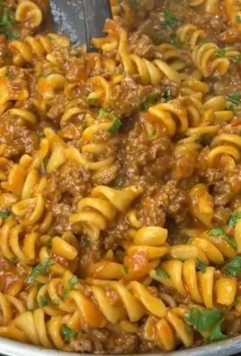 Easy healthier creamy garlic beef pasta served in a bowl