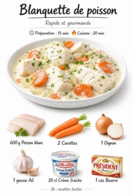 A delicious serving of Fish Blanquette garnished with fresh herbs.