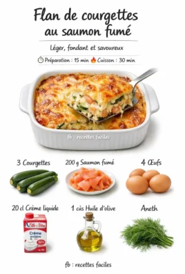 Flan de courgettes au saumon fumé, plat gourmand et léger