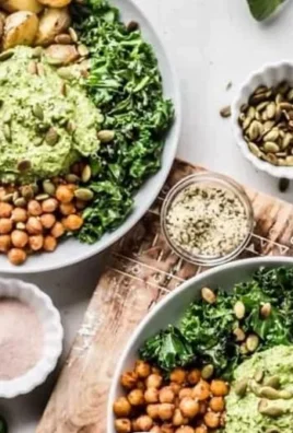 Green Goddess Pesto Bowls with fresh vegetables and creamy pesto sauce