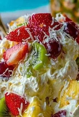 Delicious Hawaiian Cheesecake Salad with tropical fruits and creamy texture