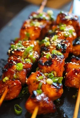 Delicious Honey Garlic Asian Chicken Kabobs on a grill