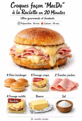Delicious MacDo-style Croques with melted Raclette cheese served on a plate.