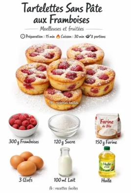 No-crust raspberry tartlets with fresh berries and a creamy filling