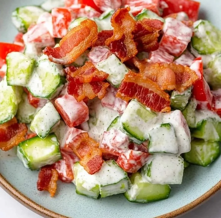 Savory Cucumber Salad with Bacon