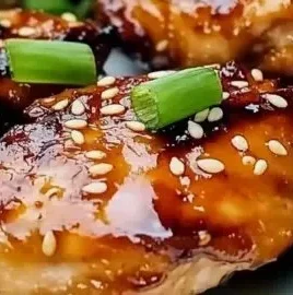 Savory sweet chili chicken thighs garnished and ready to serve