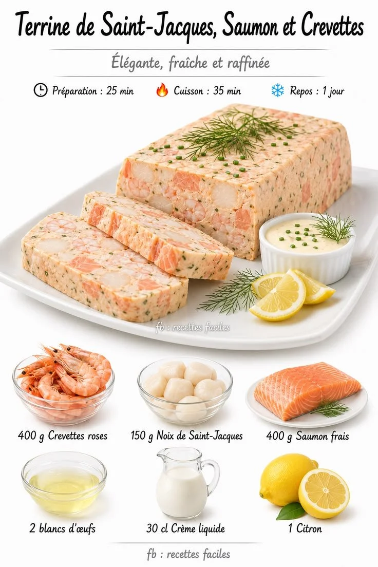 Scallop, Salmon, and Shrimp Terrine with Lemon Cream