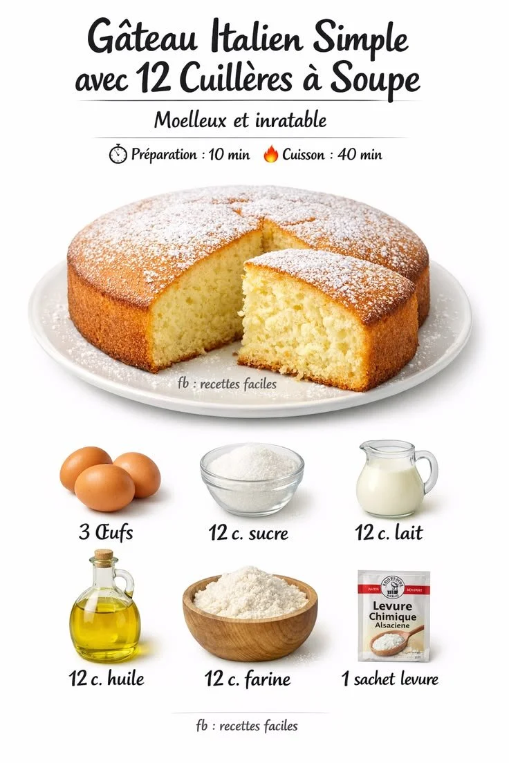Simple Italian Cake with 12 Soup Spoons