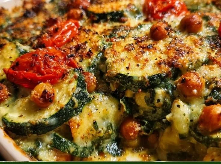 Spinach Zucchini Chickpea Bake