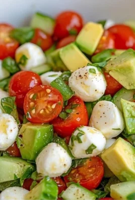 Fresh Cucumber Mozzarella Salad with tomatoes and herbs