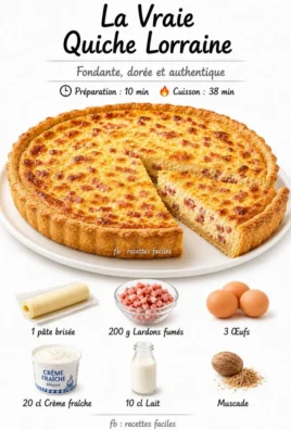 Delicious homemade Quiche Lorraine with a flaky crust and creamy filling