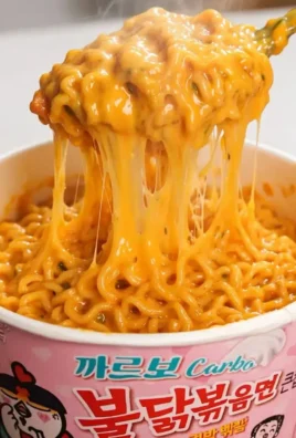Delicious Carbonara Buldak Ramen with creamy sauce and spicy noodles