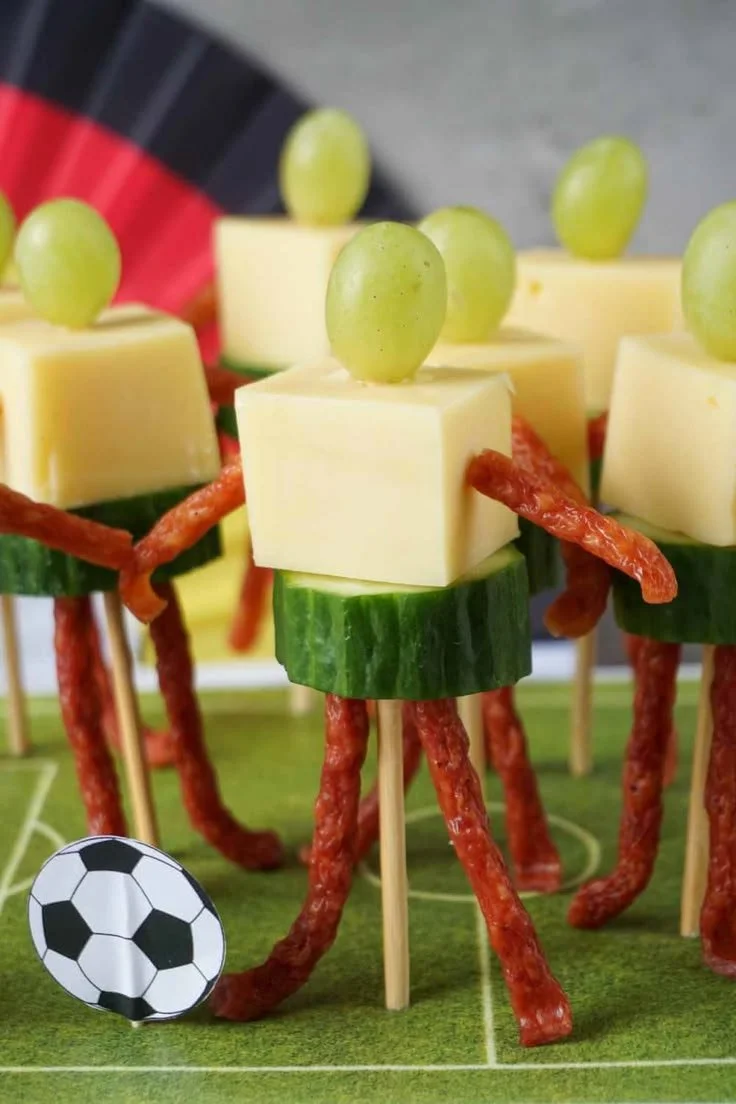 Cheese Skewers for a Soccer Party