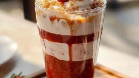 Delicious Strawberry Cream Cold Foam Iced Coffee