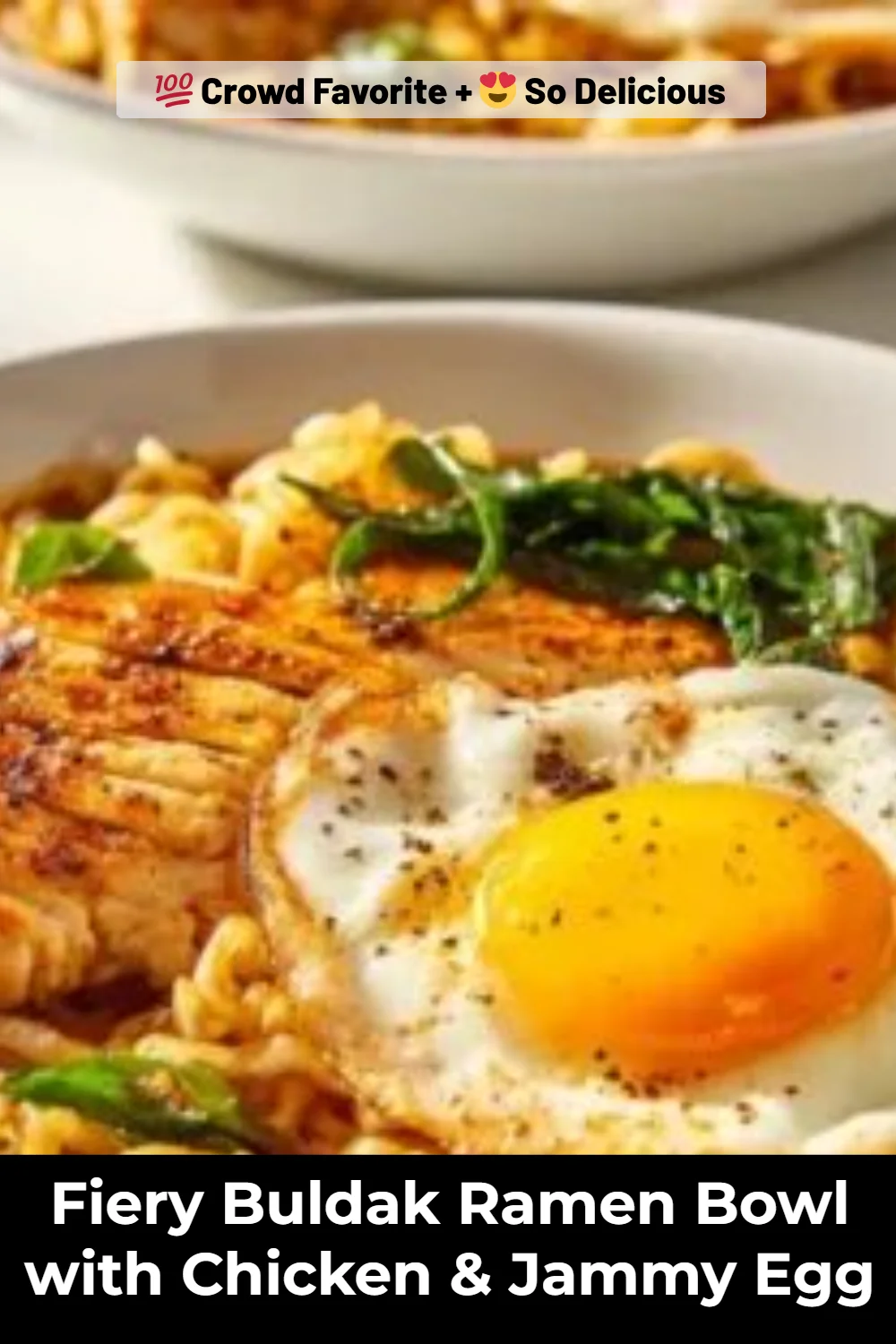 Fiery Buldak Ramen Bowl with Chicken & Jammy Egg